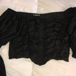 Black crop top with long sleeves